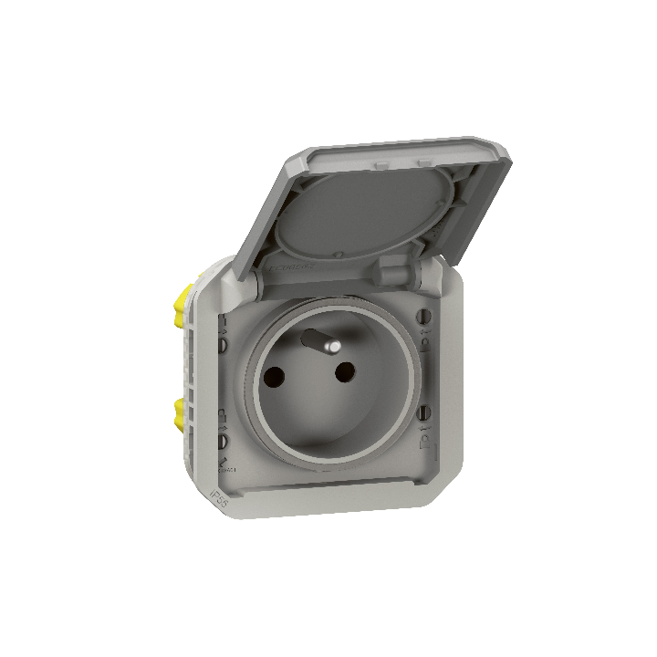 Legrand - Plexo - Prise de courant 2P+T - 16A - 250V - composable - étanche - IP55/IK08 - Gris - Réf : 069551L