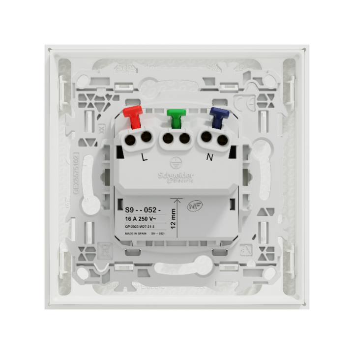 Schneider - Odace 2025 - LOT prise 2P+T affleurante + plaque de finition - blanc craie - Réf : S920052+S920702