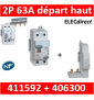 LEGRAND - Interrupteur Différentiel 2P - 63A - 30ma Type HPI Départ Haut - 411592+406300