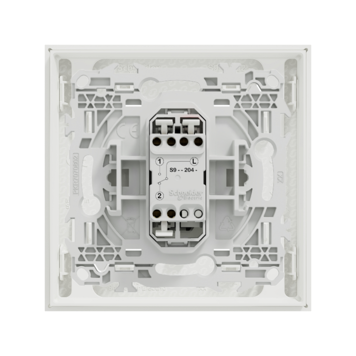 Schneider - Odace 2025 - LOT va-et-vient ou poussoir + plaque de finition - blanc craie - Réf : S920204+S920702