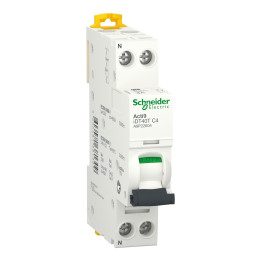SCHNEIDER - Acti9 iDT40T - disjoncteur modulaire - 1P+N - 4A - courbe C - 4500A/6kA - Réf : A9P22604