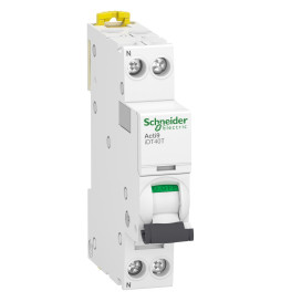 SCHNEIDER - Acti9 iDT40T - disjoncteur modulaire - 1P+N - 40A - courbe C - 4500A/6kA - Réf : A9P22640