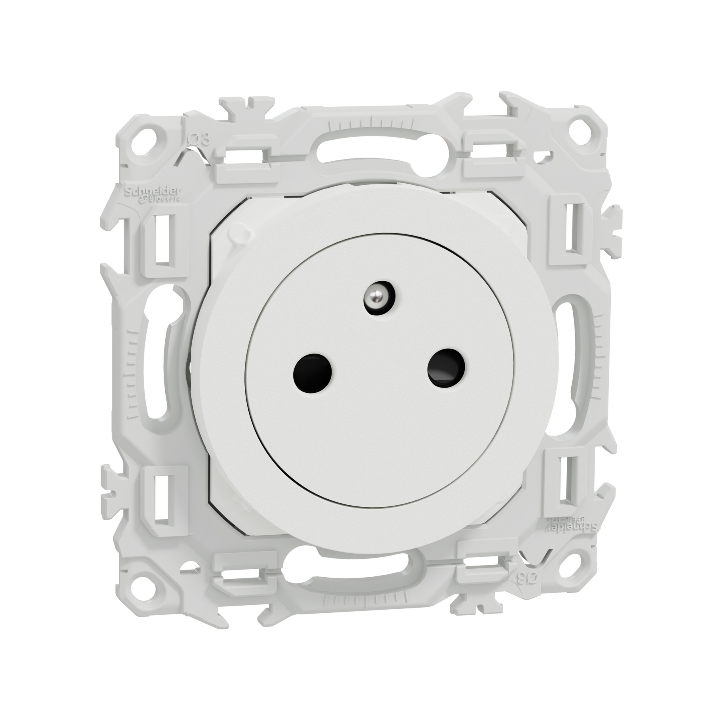Schneider - Odace 2025 - LOT double prises 2P+T affleurante + plaque de finition - blanc craie - Réf : S920052x2+S920704