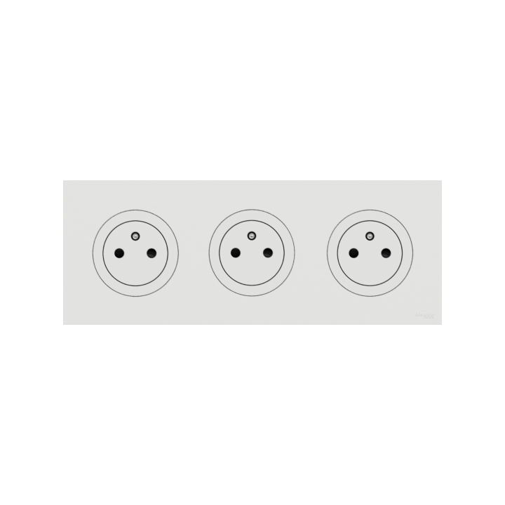 Schneider - Odace 2025 - LOT triple prises 2P+T affleurante + plaque de finition - blanc craie - Réf : S920052x3+S920706