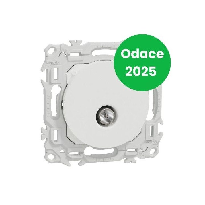 Schneider - Odace 2025 - prise TV simple mâle - sortie coaxiale - blanc craie - Réf : S920445