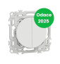 Schneider - Odace 2025 - double va-et-vient ou poussoir - 10AX - blanc craie - Réf : S920214