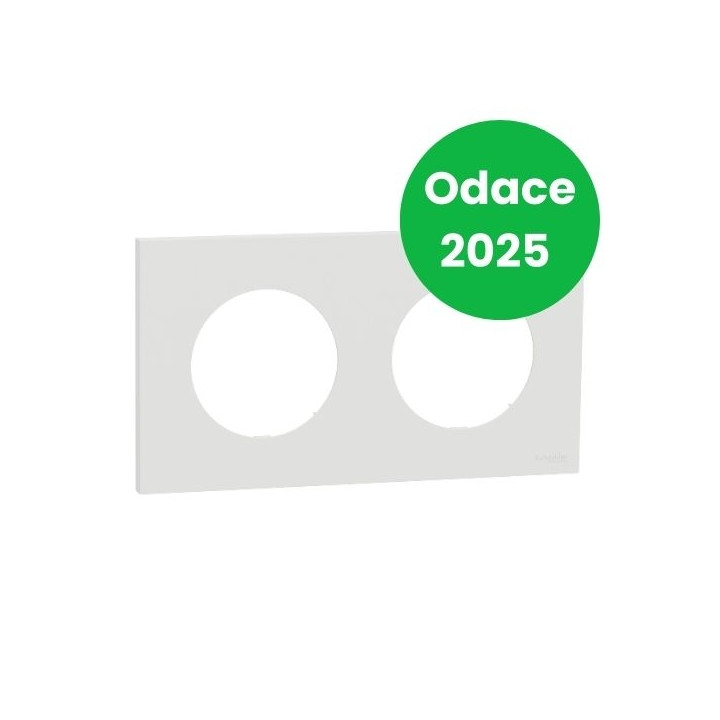Schneider - Odace 2025 - plaque de finition 2 postes - couleur Blanc craie - Réf : S920704