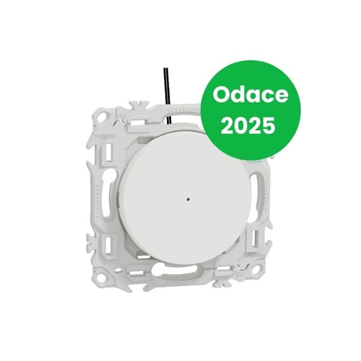 Schneider - Odace 2025 - va-et-vient ou poussoir lumineux/témoin LED verte 0,15mA - 10AX - blanc craie - Réf : S920263