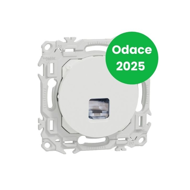 Schneider - Odace 2025 - prise RJ45 - Cat6 STP grade 2TV min à grade 3TV - blanc craie - Réf : S920476