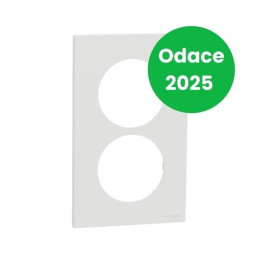 Schneider - Odace 2025 - plaque de finition 2 postes entraxe spécifique 57mm - Blanc craie - Réf : S920714