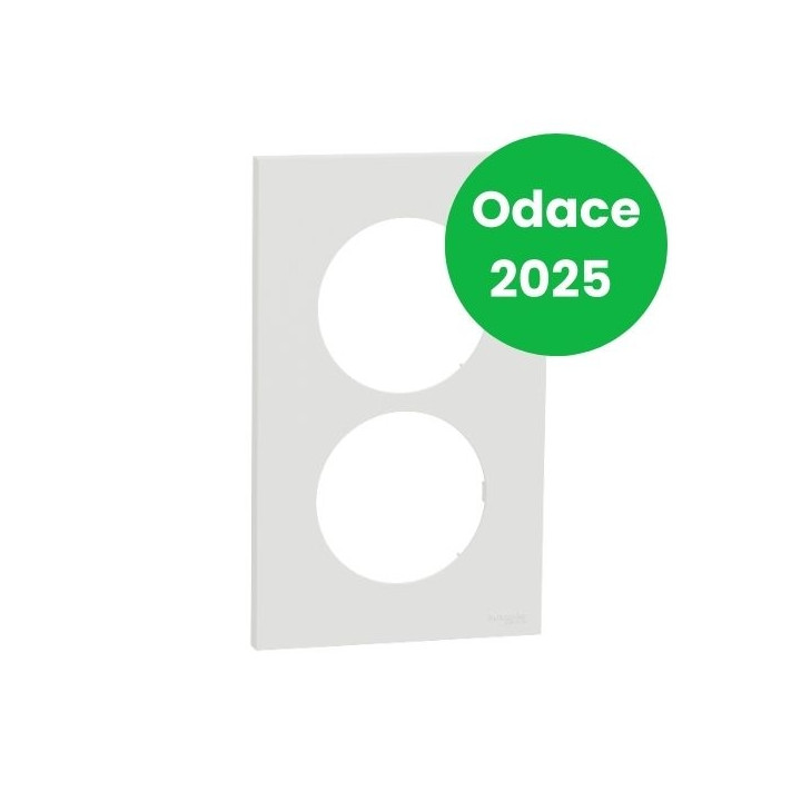 Schneider - Odace 2025 - plaque de finition 2 postes entraxe spécifique 57mm - Blanc craie - Réf : S920714