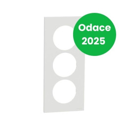 Schneider - Odace 2025 - plaque de finition 3 postes entraxe spécifique 57mm - Blanc craie - Réf : S920716