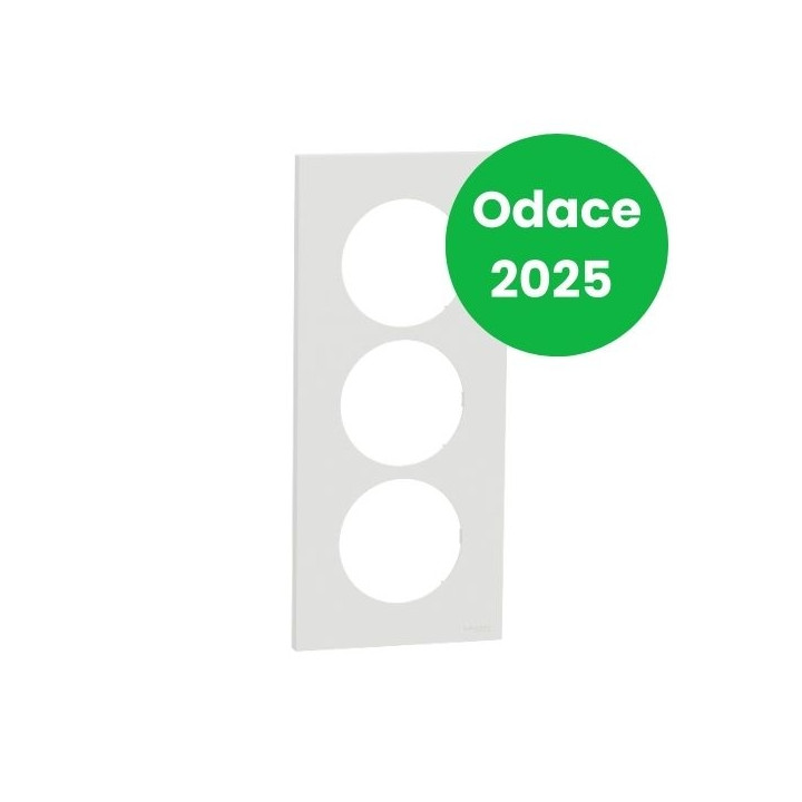 Schneider - Odace 2025 - plaque de finition 3 postes entraxe spécifique 57mm - Blanc craie - Réf : S920716