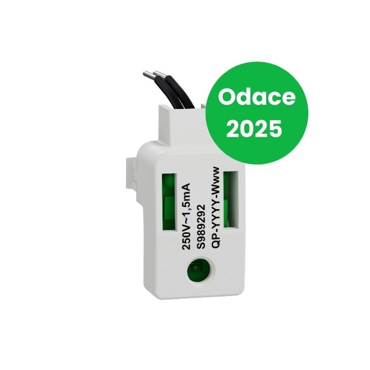 Schneider - Odace 2025 - LED verte 1,5mA 250V à câbler - lumineux/témoin - forte luminosité - Réf : S989292