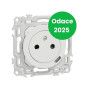 Schneider - Odace 2025 - prise 2P+T affleurante + chargeur USB-C 18W Power Delivery - blanc craie - Réf : S920042