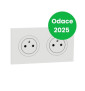Schneider - Odace 2025 - LOT double prises 2P+T affleurante + plaque de finition - blanc craie - Réf : S920052x2+S920704