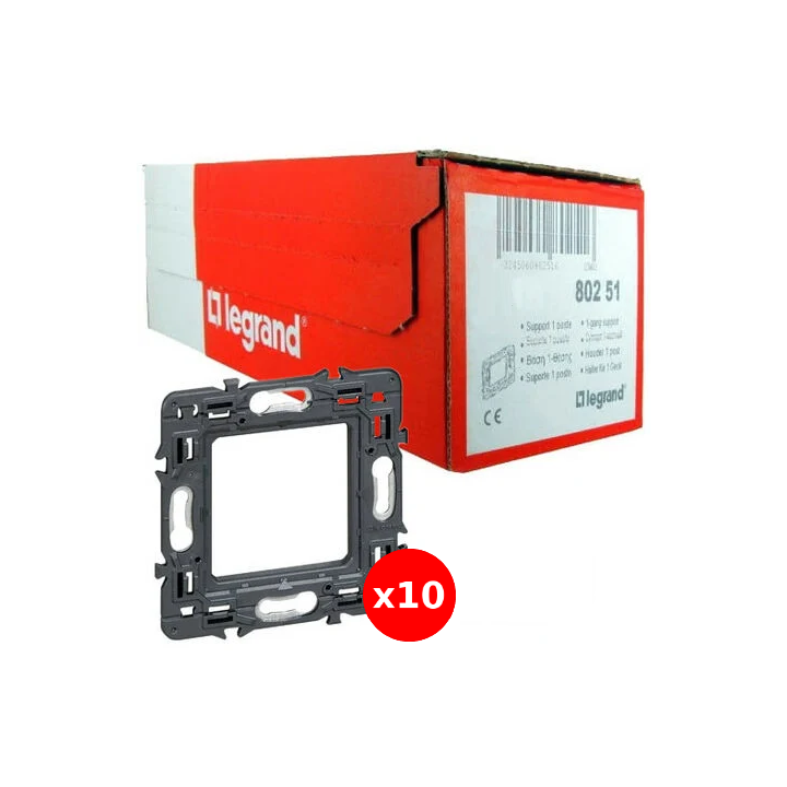 Legrand - LOT de 10 supports simple 1 poste (2M) - Mosaic/Céliane - Fixation VIS - Réf : 080251x10