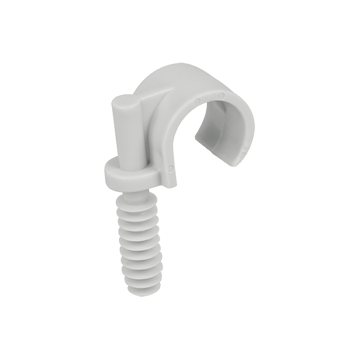 Eur'Ohm - Lot de 100 Clips avec cheville type parapluie pour tubes ou gaine de Ø25 mm - Gris - Réf : 43437