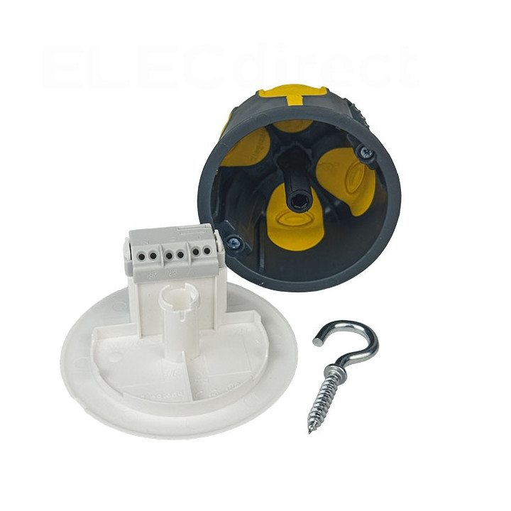 Kit point centre BBC Legrand Batibox + Fiche douille SIB + Ampoule Spectrum LED 4000K - Réf : LEG089377L + SIBP11127 + WOJ+14611