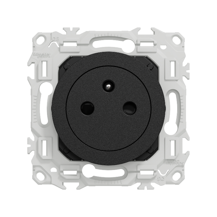 Schneider - Odace 2025 - prise 2P+T affleurante - bornes automatiques - noir onyx - Réf : S940052