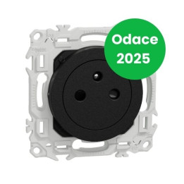 Schneider - Odace 2025 - prise 2P+T affleurante - bornes automatiques - noir onyx - Réf : S940052