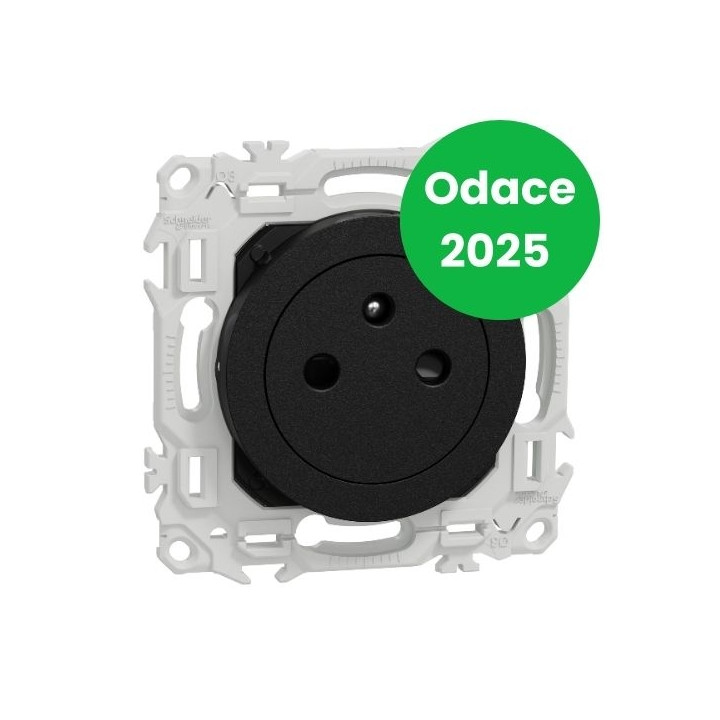 Schneider - Odace 2025 - prise 2P+T affleurante - bornes automatiques - noir onyx - Réf : S940052