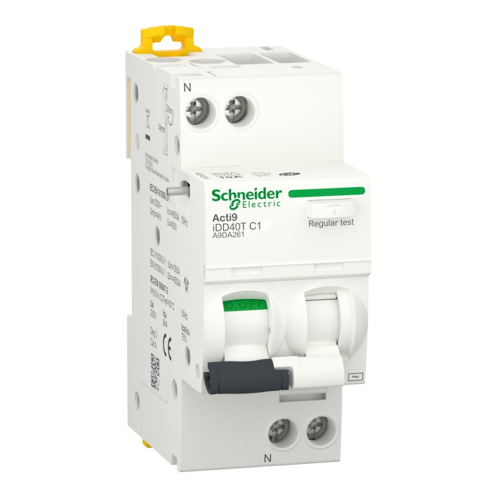 Schneider - Acti9 - iDD40T - Disj diff - 16A - 1P+N - type AC - 6kA - 30mA - Réf : A9DA2616