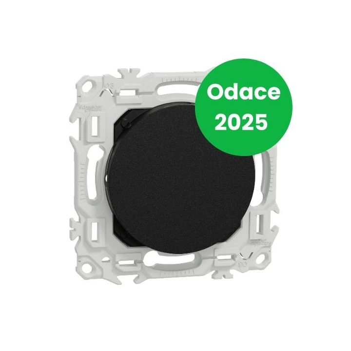 Schneider - Odace 2025 - Obturateur - pré-perçage pour sortie de câble - noir onyx - Réf : S940666