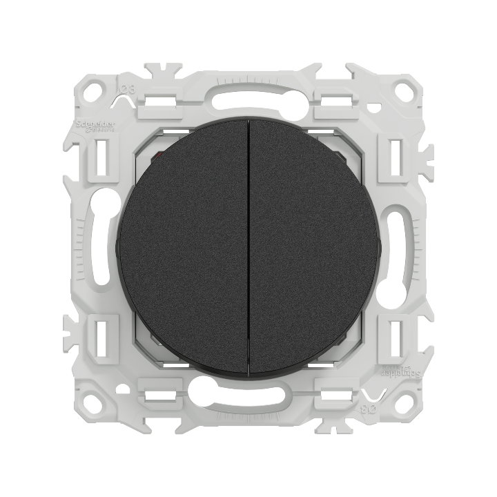 Schneider - Odace 2025 - double va-et-vient ou poussoir - 10AX - noir onyx - Réf : S940214