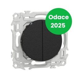 Schneider - Odace 2025 - double va-et-vient ou poussoir - 10AX - noir onyx - Réf : S940214