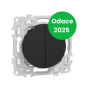 Schneider - Odace 2025 - double va-et-vient ou poussoir - 10AX - noir onyx - Réf : S940214