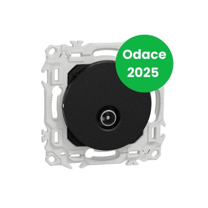 Schneider - Odace 2025 - prise TV simple mâle - sortie coaxiale - noir onyx - Réf : S940445