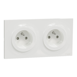 Schneider Odace - Double prise de courant Complète - 2 x 2P+T 16A + Plaque - Réf : S520059x2 + S520704
