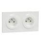 Schneider Odace - Double prise de courant Complète - 2 x 2P+T 16A + Plaque - Réf : S520059x2 + S520704