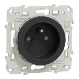 Schneider - Prise de courant Odace - Anthracite - 2P+T - 16A - 250V - Bornes auto - Réf : S540059