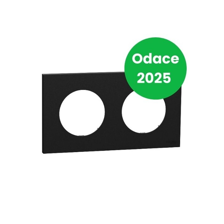 Schneider - Odace 2025 - plaque de finition 2 postes - couleur noir onyx - Réf : S940704