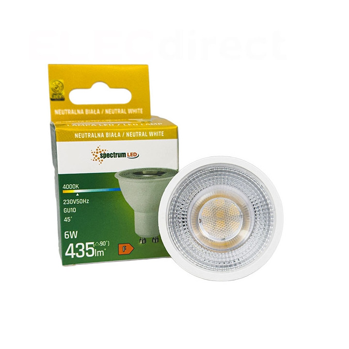 Spectrum - Ampoule LED GU10 6W - Angle 45° - 4000K - 530lm - Réf : WOJ+14093