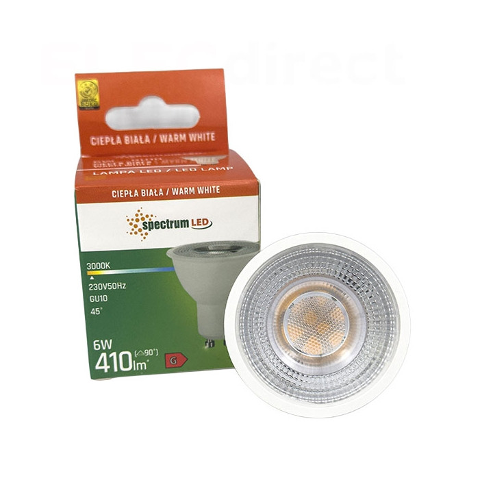 Spectrum - Ampoule LED GU10 6W - Angle 45° - 3000K - 500lm - Réf : WOJ+14092