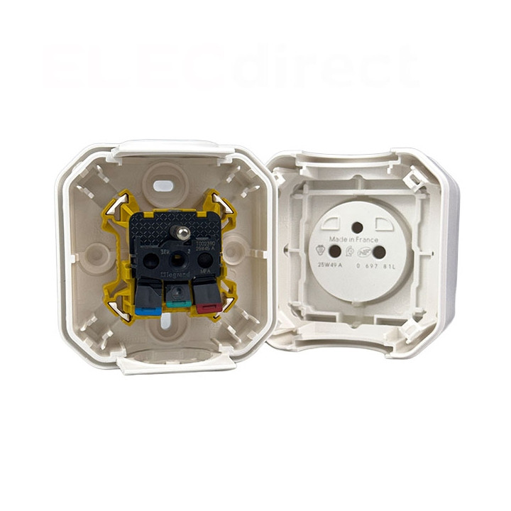 Legrand - Plexo - Prise de courant 2P+T 16A étanche - Saillie- IP55/IK08 - Blanc - Réf : 069781L