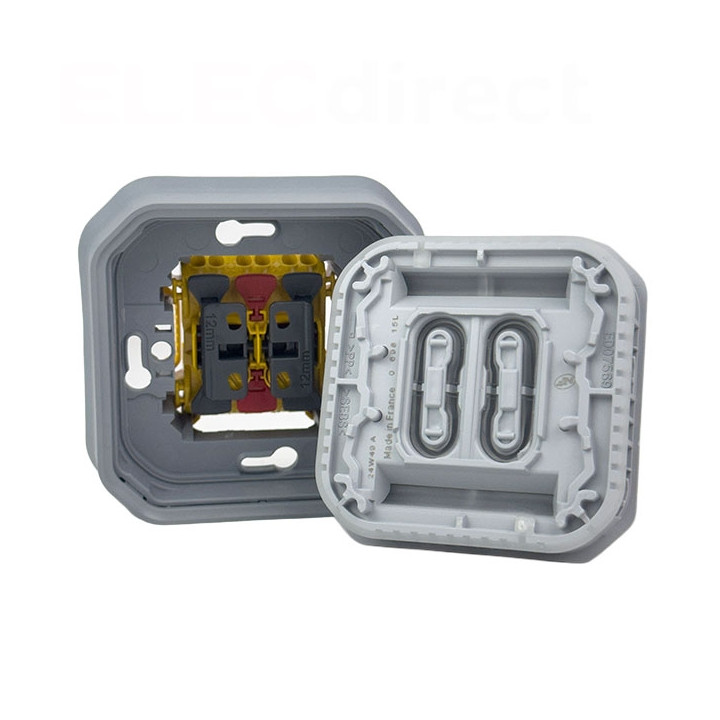 Legrand - Plexo - Commande double 10A - 3 fonctions - IP55 - IK08 - Gris - Réf : 069815L