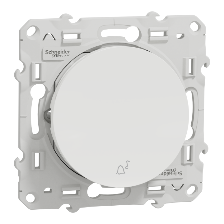 Schneider Odace - Blanc Poussoir avec symbole carillon + plaque + carillon- S520246+s520702+041651