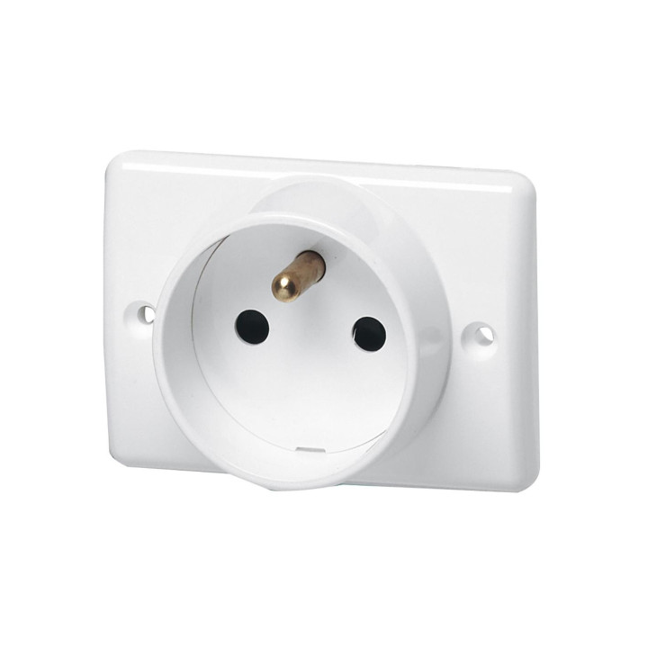 Legrand - Prise à encastrer pour plinthe 2P+T 16A 250V~ blanc - Réf : 050860