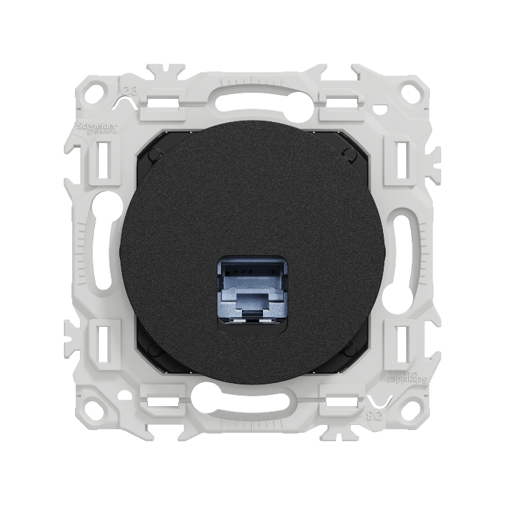 Schneider - Odace 2025 - prise RJ45 - Cat6 STP grade 2TV min à grade 3TV - noir onyx - Réf : S940476