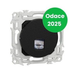 Schneider - Odace 2025 - prise RJ45 - Cat6 STP grade 2TV min à grade 3TV - noir onyx - Réf : S940476
