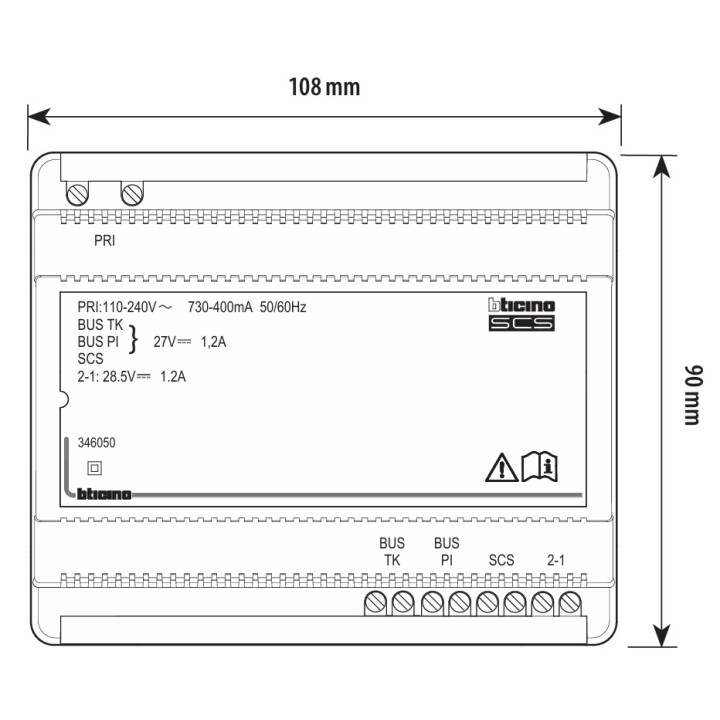 Legrand - Alimentation et adaptateur vidéo pour portier - 110V à 240V - 27V : 1,2A - 6 modules - Réf : BT346050