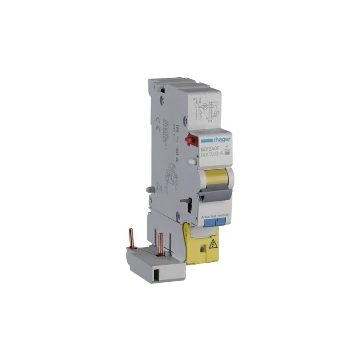 Hager - Disjoncteur 20A courbe C avec Bloc différentiel 40A type HPI - Réf : BDF240F + MJT720