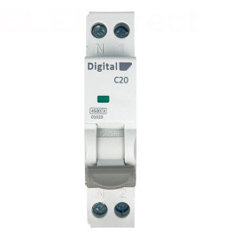 Digital Electric - Disjoncteur phase neutre - 20A - 4,5 kA - courbe C - Réf : 01020