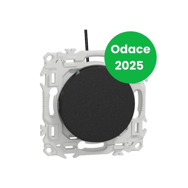 Schneider - Odace 2025 - va-et-vient ou poussoir lumineux/témoin LED verte 0,15mA - 10AX - noir onyx - Réf : S940263