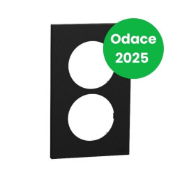 Schneider - Odace 2025 - plaque de finition 2 postes entraxe spécifique 57mm - noir onyx - Réf : S940714