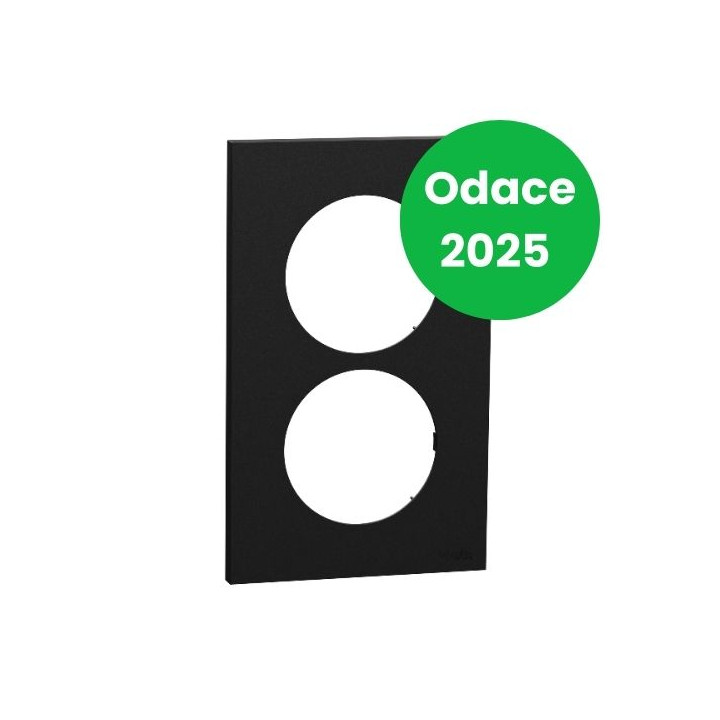 Schneider - Odace 2025 - plaque de finition 2 postes entraxe spécifique 57mm - noir onyx - Réf : S940714
